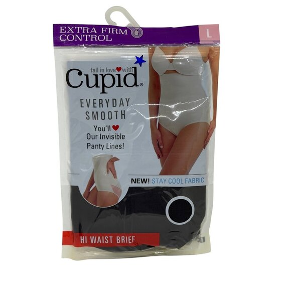 NWT Cupid Hi-Waist Brief Large Black Extra Firm Control Shaper Stay Cool Fabric - Picture 1 of 3